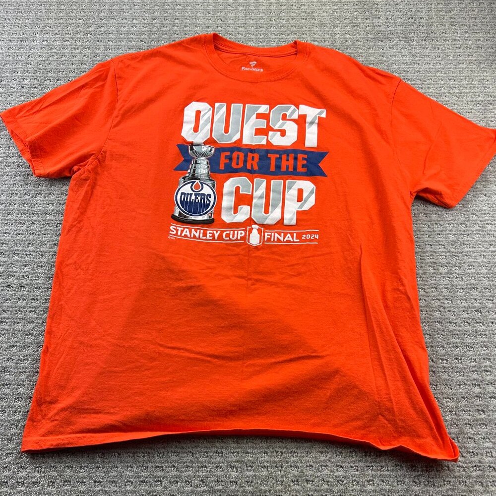 Edmonton Oilers T-Shirt Quest For The Cup 2024 Stanly Cup Finals Tee 2XL Orange